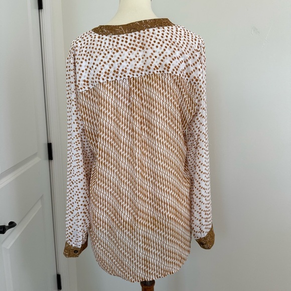 NWT Soft Surroundings Eliza Shirt Bronze Abstract Size Large with Knit Tank Boho - Picture 4 of 13